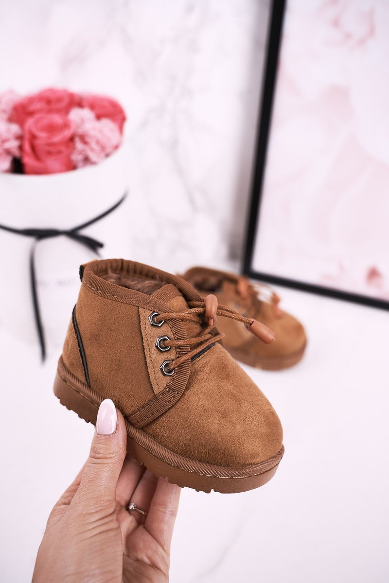 Boto Dívčí šněrovací Sněhové Boty S Kožešinou Hnědé Hunter