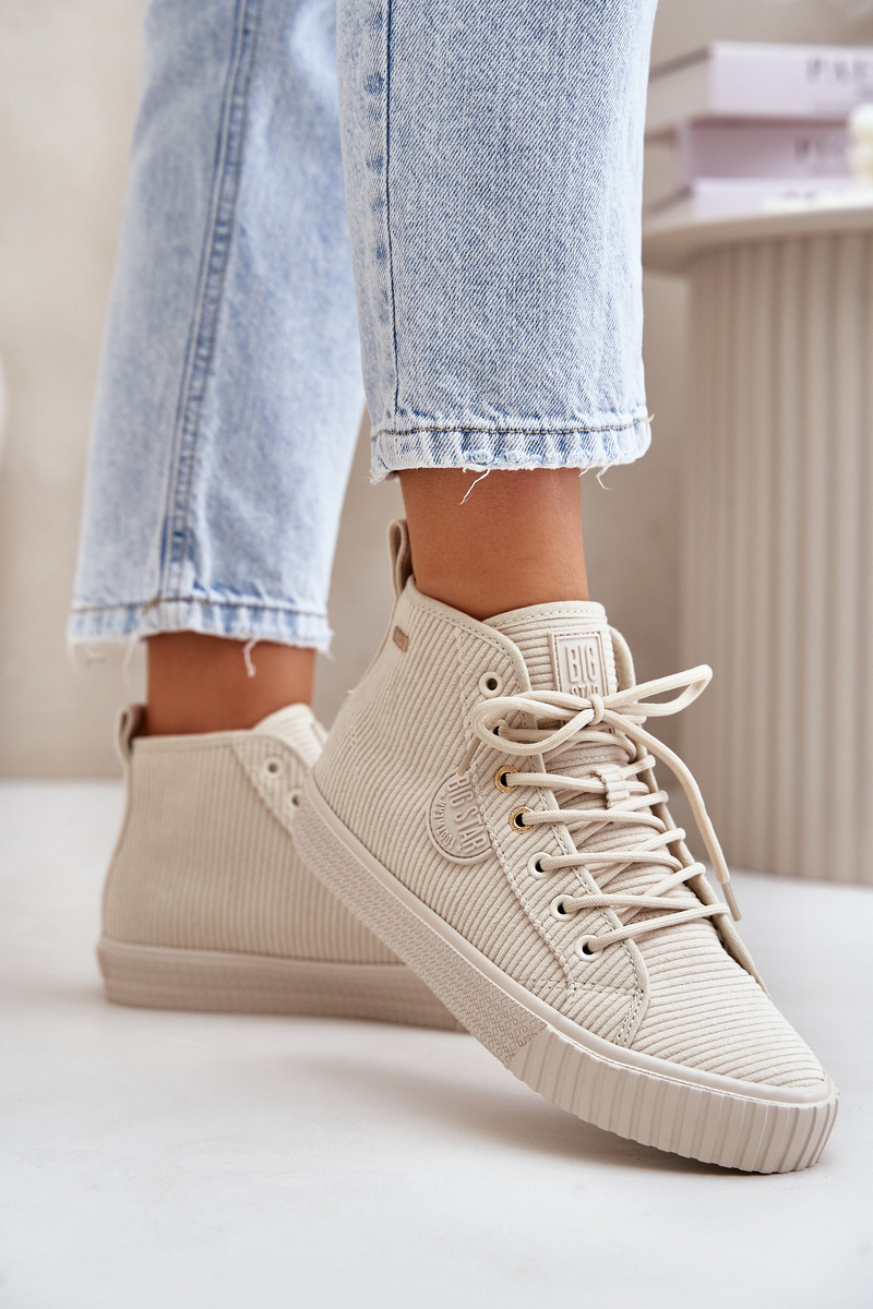 Insulated corduroy sneakers women's Big Star Hi-Poly system beige