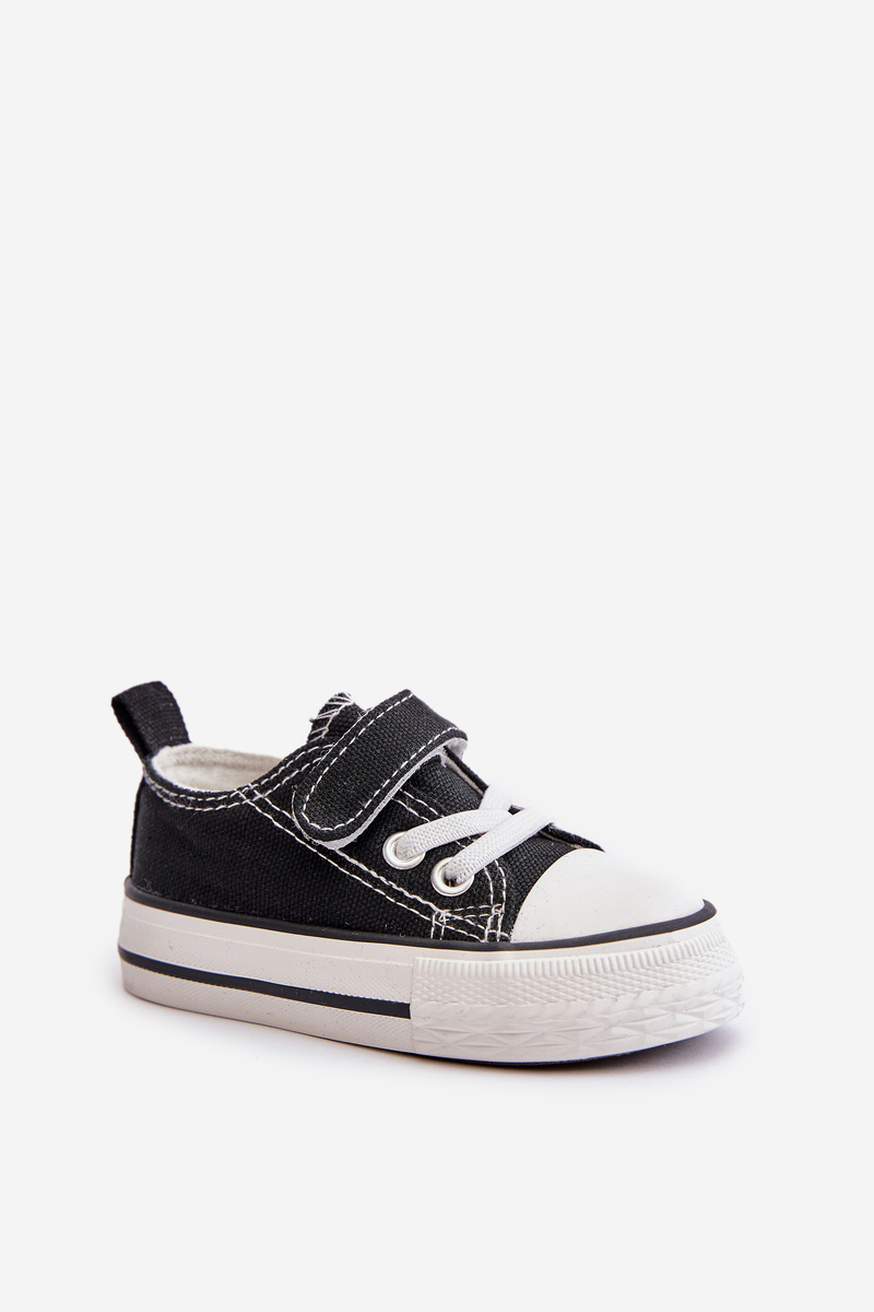 FR1 Children's Fabric Velcro Sneakers Black Daloma