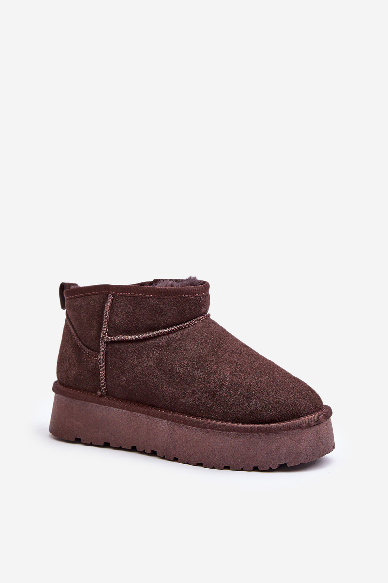 Fashion Suede Low Snow Boots Brown Nucca