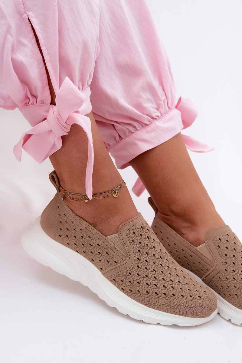 Dámske slip-on sieťované tenisky béžové