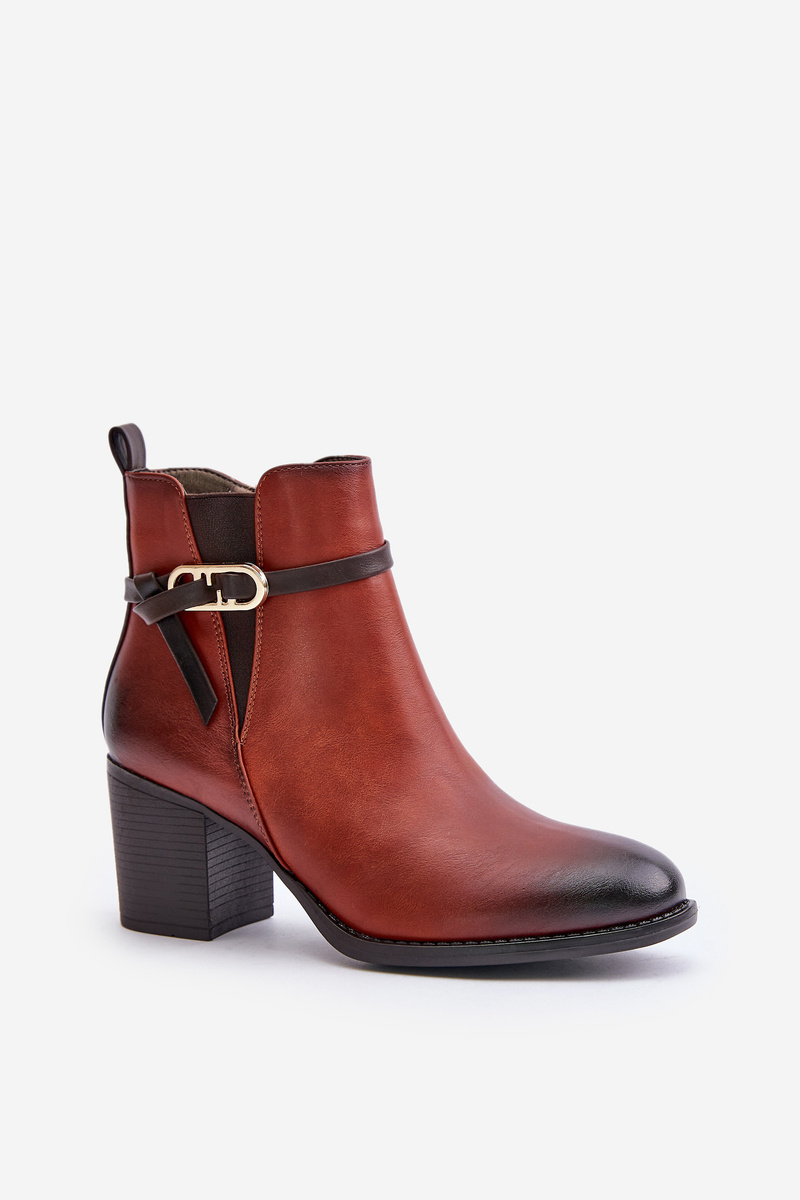 Women's ankle boots with heel strap brown Zinithia
