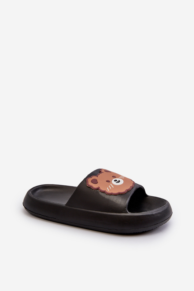 FK1 Dětské Lehké Žabky S Medvídkem Černé Lindeheta