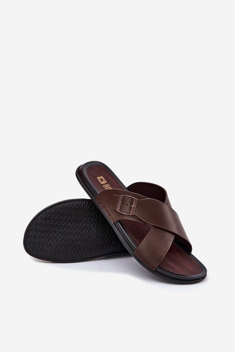 BIG STAR SHOES Kožené Pánske Šľapky S Prackou Big Star