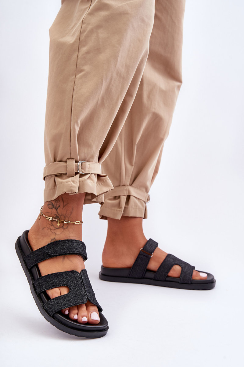 Women&#039;s fabric zip sandals black Jose