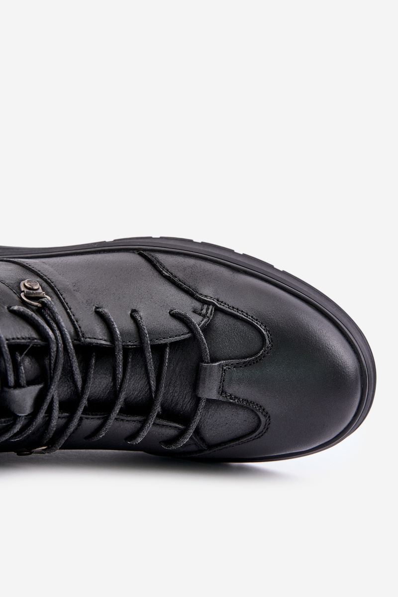 Leather insulated ankle sneakers men's Lee Cooper black