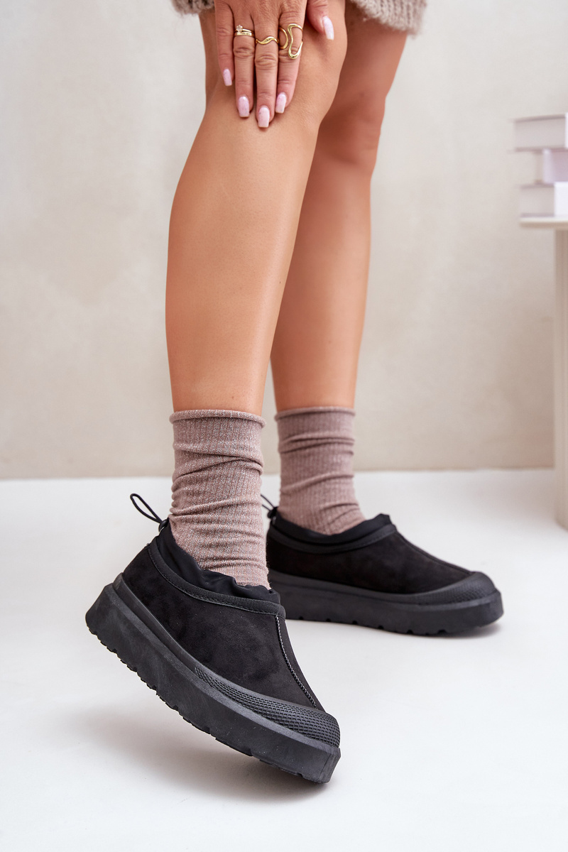 Women&#039;s Platform Snow Boots With Low Shaving Black Izamine
