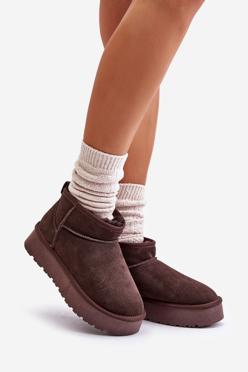 Fashion Suede Low Snow Boots Brown Nucca