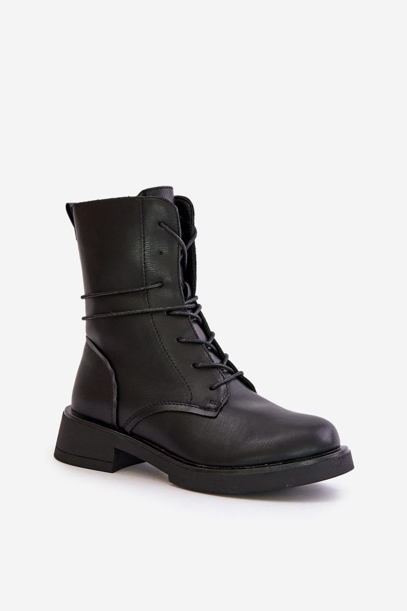 Women's insulated ankle boots eco leather black Ellittia