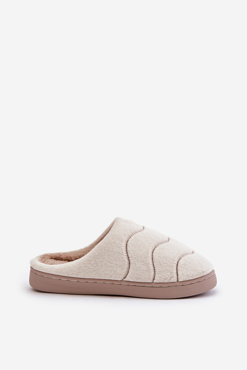 Futrzane Warm women&#039;s slippers beige Vamirae