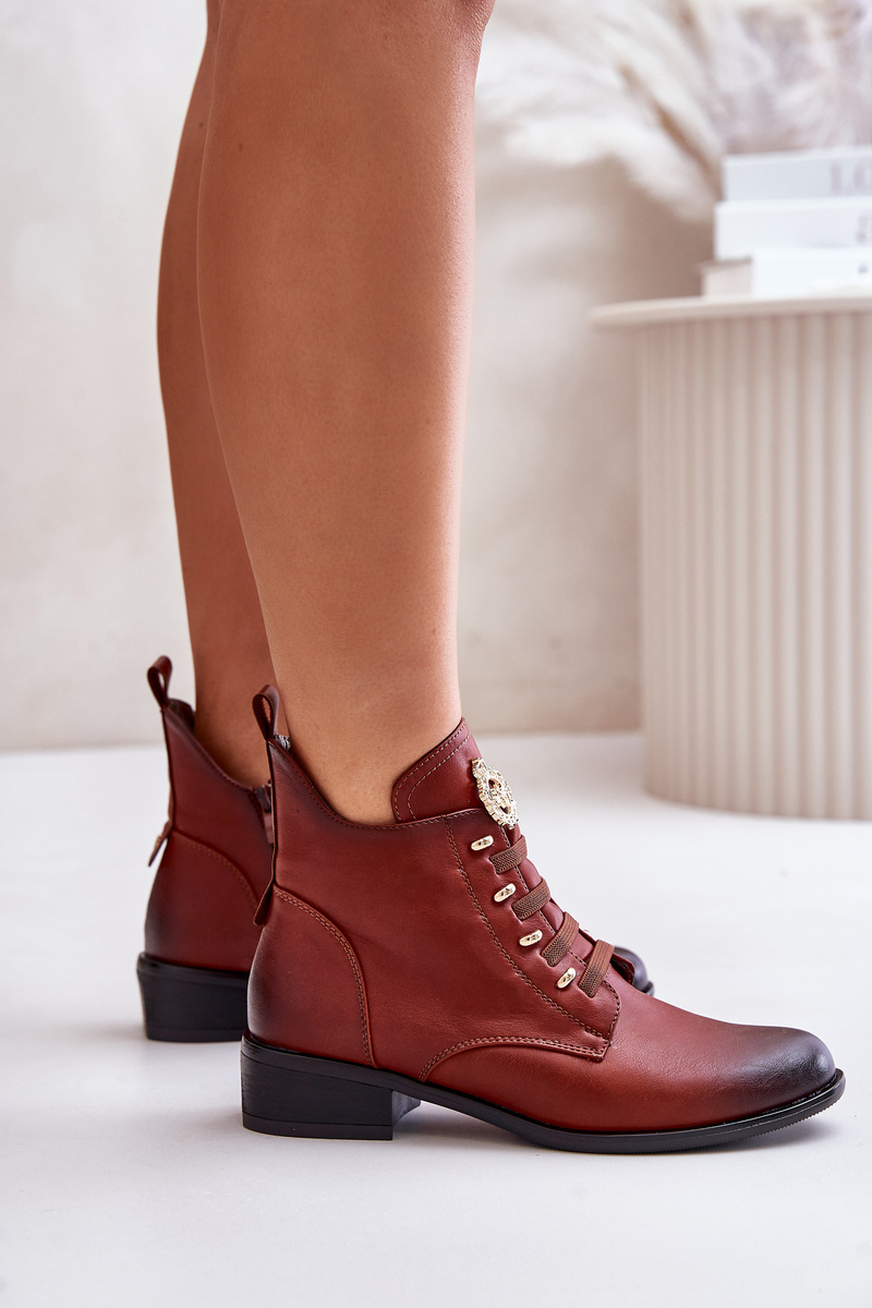 Low ankle boots insulated with a zipper and brown decoration Nevalia