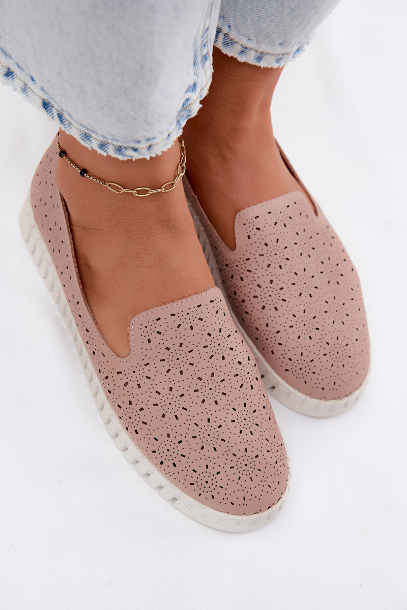 Dámske slip-on topánky prachovo ružové
