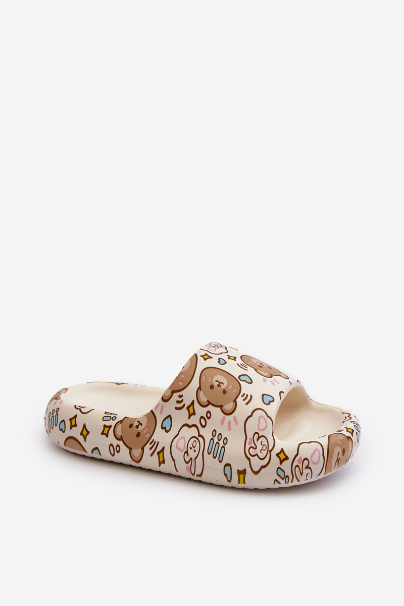 FK1 Dětské Lehké Pantofle S Medvídky Beige Evitrapa