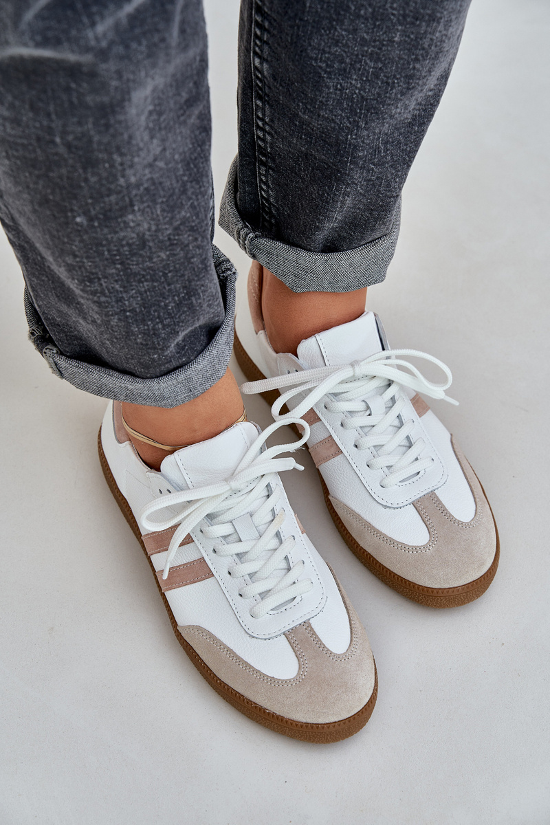 Zazoo N1068 Kožené Nízke Sneakers Dámske Béžové