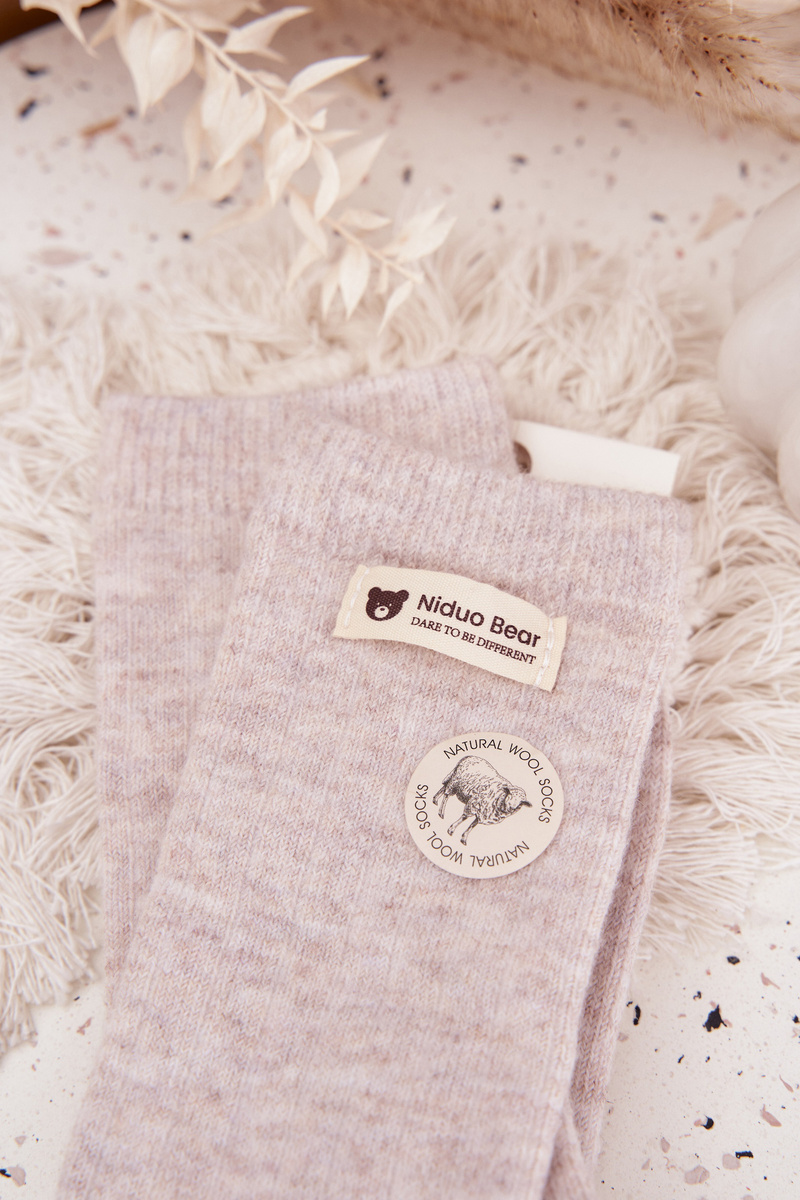 Топли вълнени чорапи Aura.via с кръпка, бежови