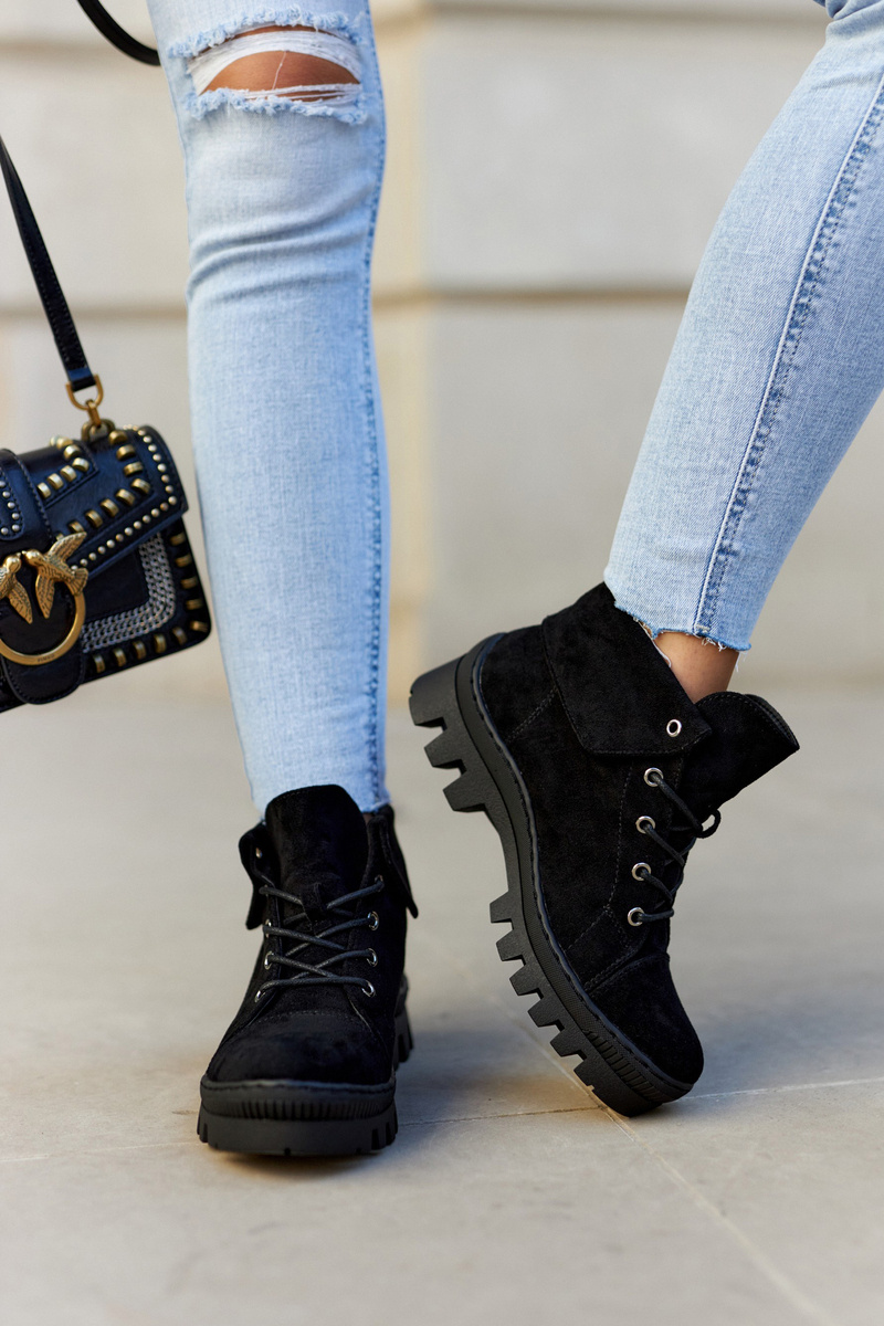 S. BARSKI semišové trappery čierne