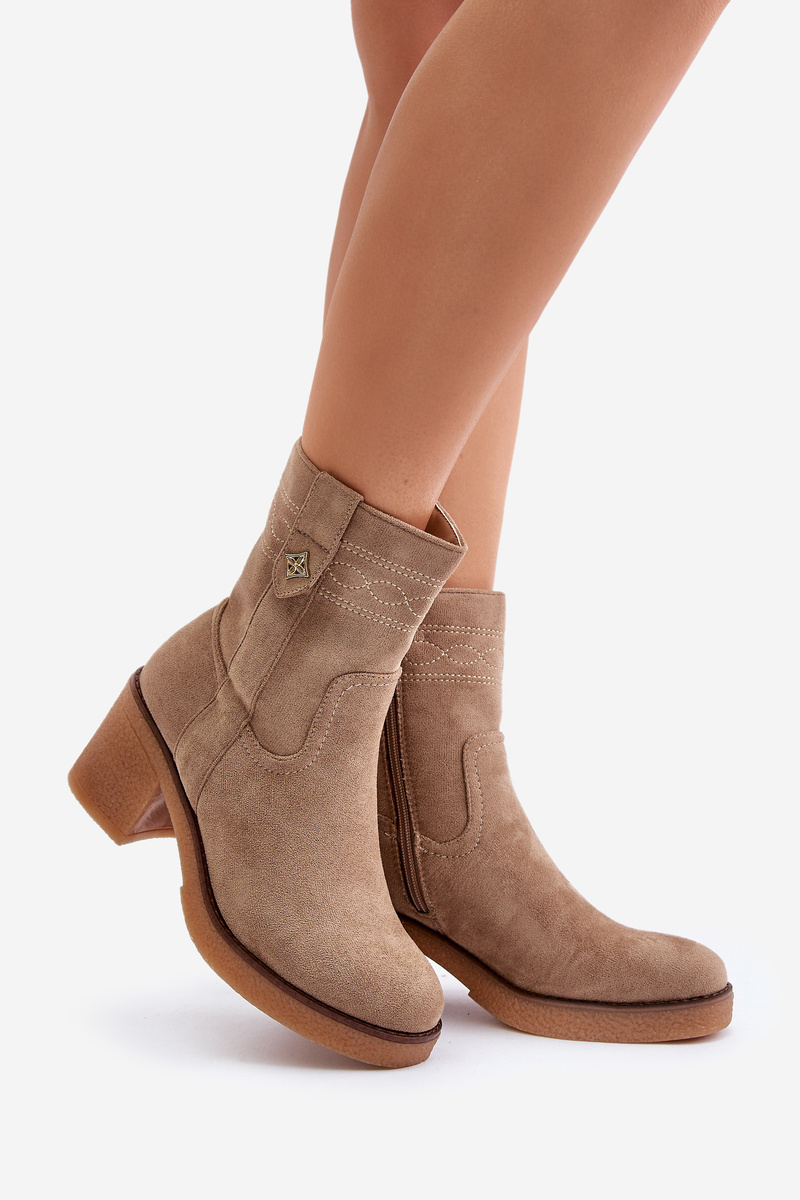 Insulated women's ankle boots on heel beige Vailia