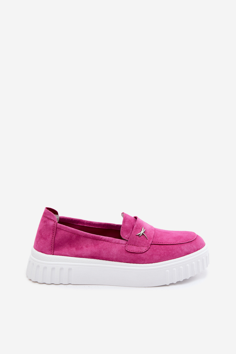 Kožené semišové slip-on topánky na platforme, Vinceza Fuchsia