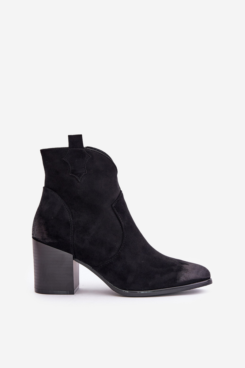 Cowboy boots on a heel insulated from eco suede Vinceza black