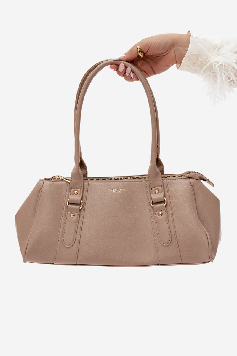 Бежова чанта Flora&Co от имитация на кожа