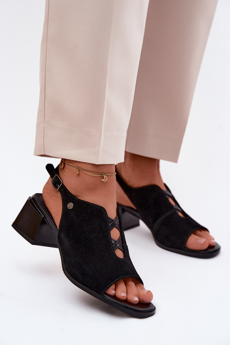 Sandale damă din piele întoarsă Maciejka cu toc