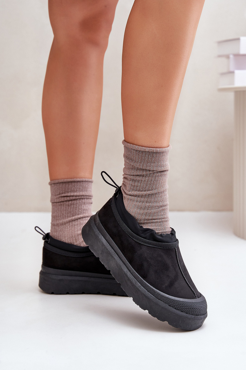 Women&#039;s Platform Snow Boots With Low Shaving Black Izamine