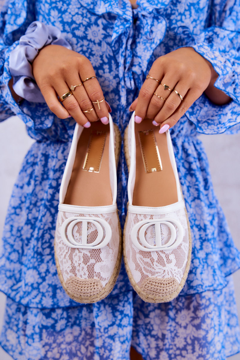 Espadrile de dantelă pentru femei cu decorațiuni