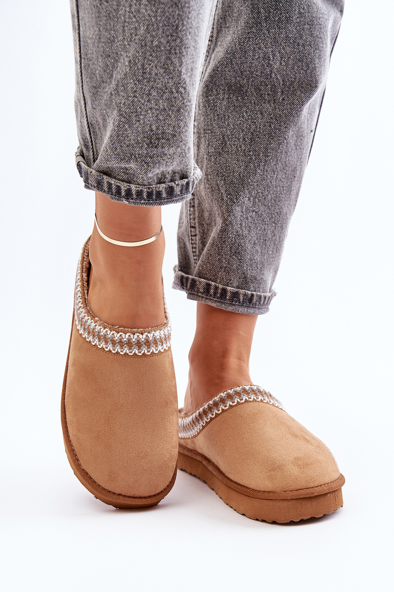 Comfortable home footwear slippers with embroidery women's inblu FX000021 camel