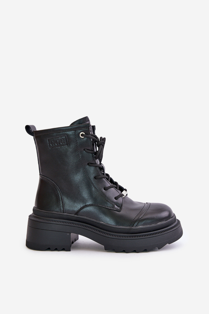 Women's Workers Ankle Boots Insulated From Goe Natural Leather Black