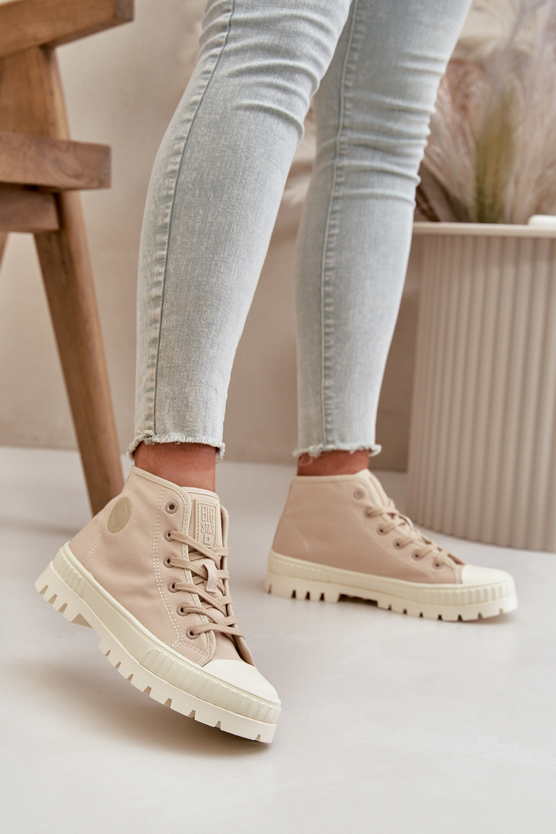 Women's high-ankle sneakers Big Star Beige