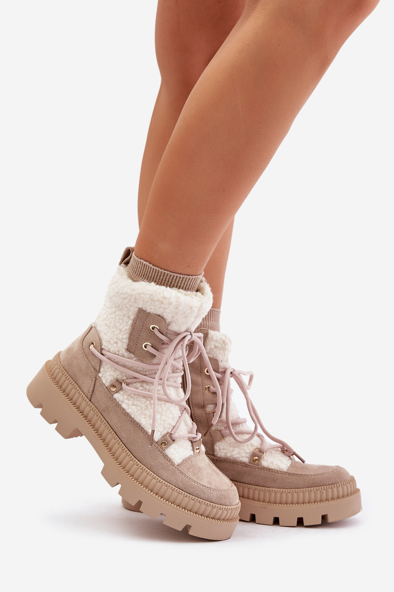 Ankle boots with sheepskin beige Merilana