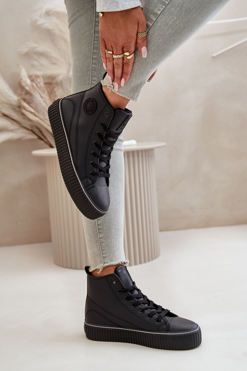 Women's insulated sneakers made of eco leather Big Star black