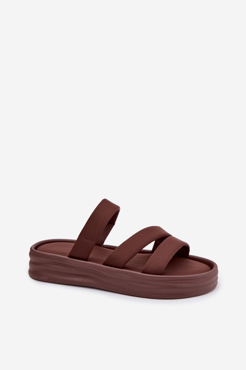 Dámske platformové sandále s remienkami čokoládové