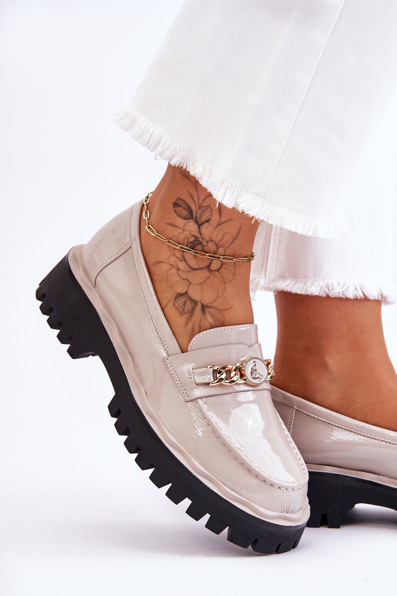 Patent leather platform loafers Light grey Ronin
