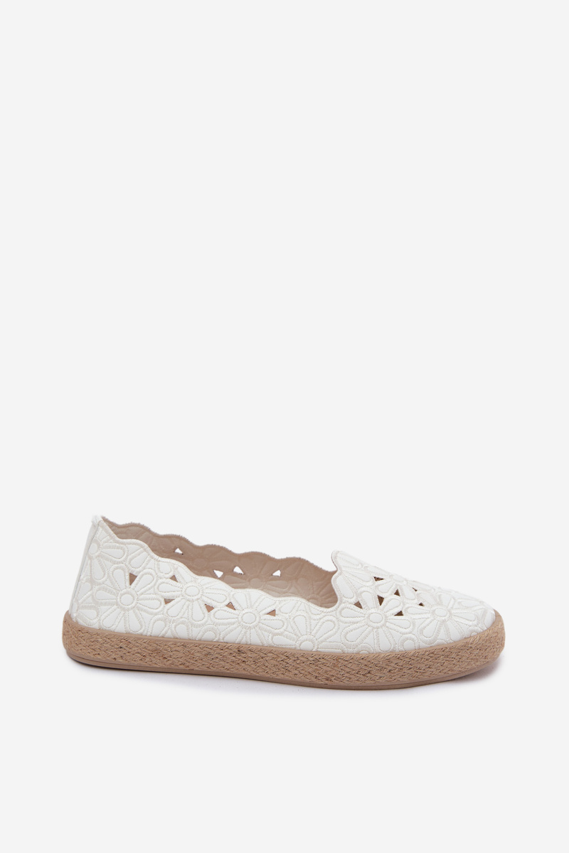 Dámske kvetinové espadrilky EVENTO biele