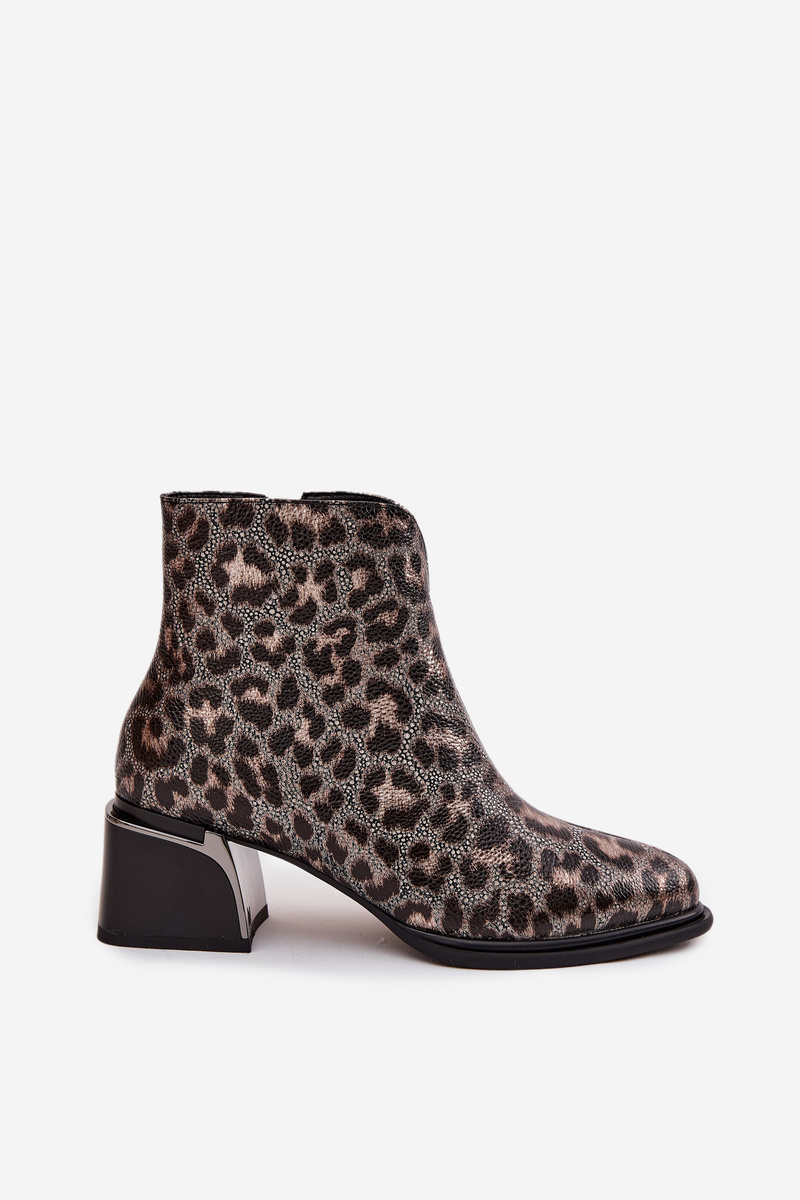 Kožené členkové topánky s leopardím vzorom