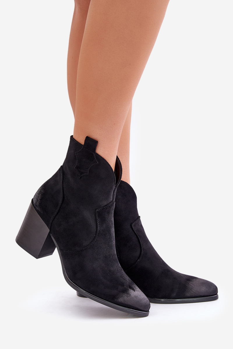 Cowboy boots on a heel insulated from eco suede Vinceza black