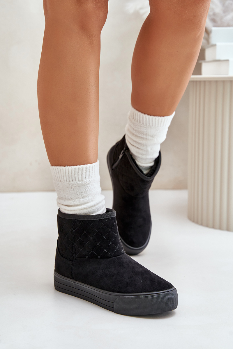 Ankle snow boots with zip insulated with fur Big Star black