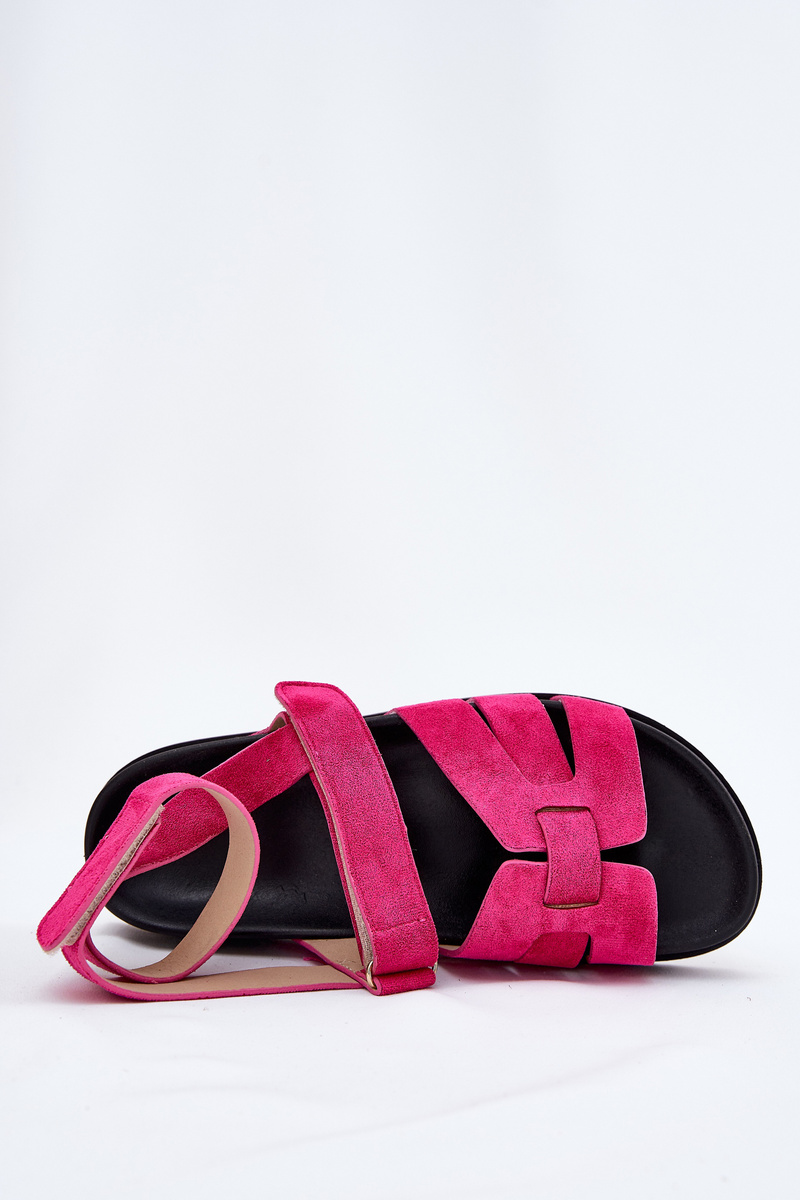 Boto Eko Semišové Dámske Sandále S Velcro Fuchsie Valpera