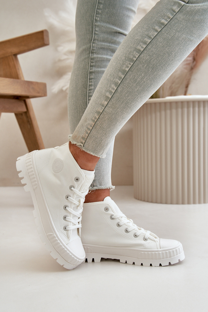 Women's sneakers with ankle choke Big Star white