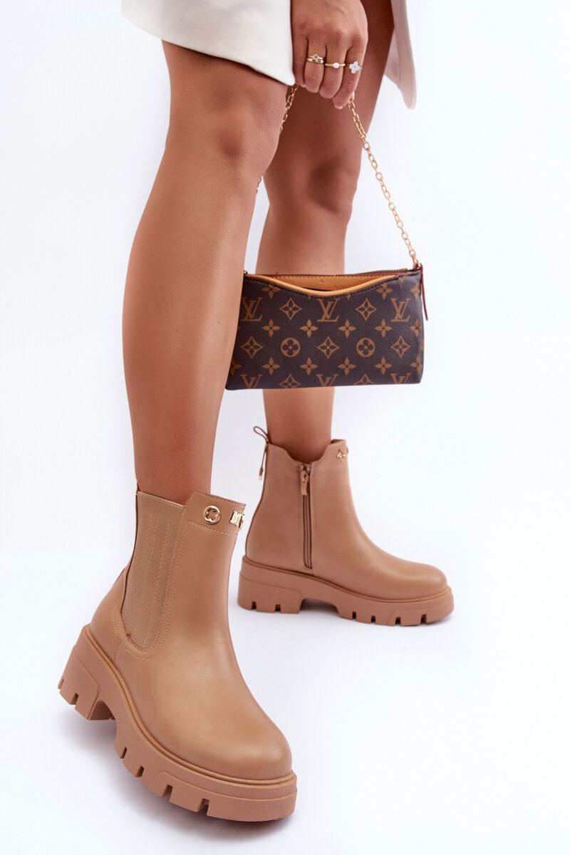 Ghete Chelsea pentru femei, bej