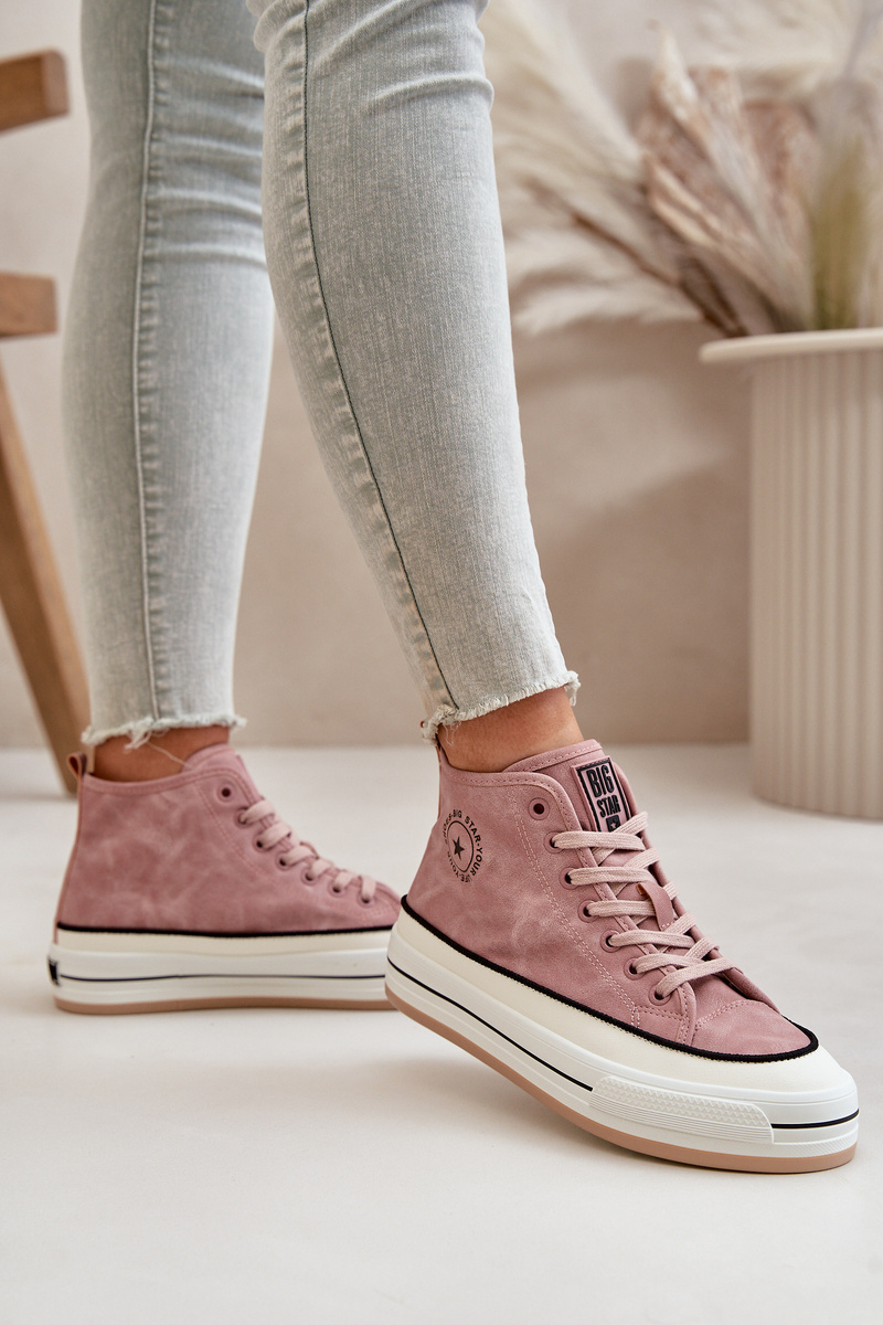 Insulated women's sneakers on the eco leather platform Big Star pink