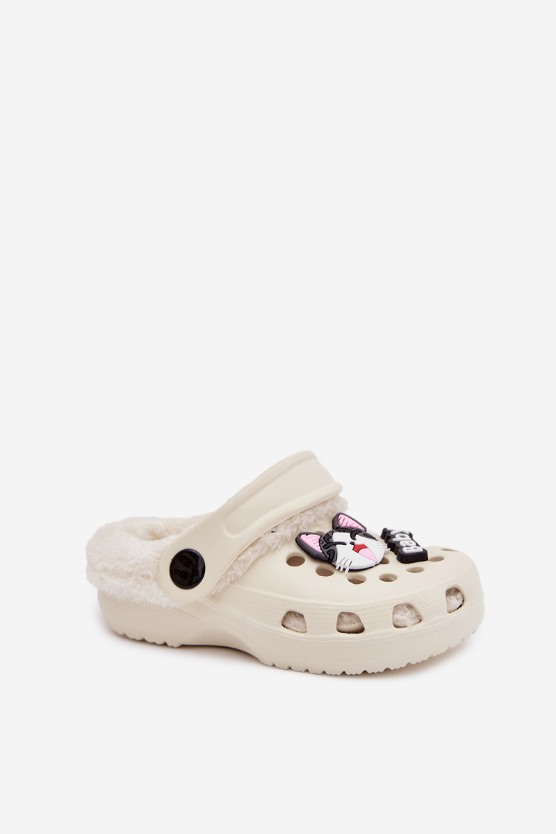 Детски пантофи с косъм и сваляща се презрамка