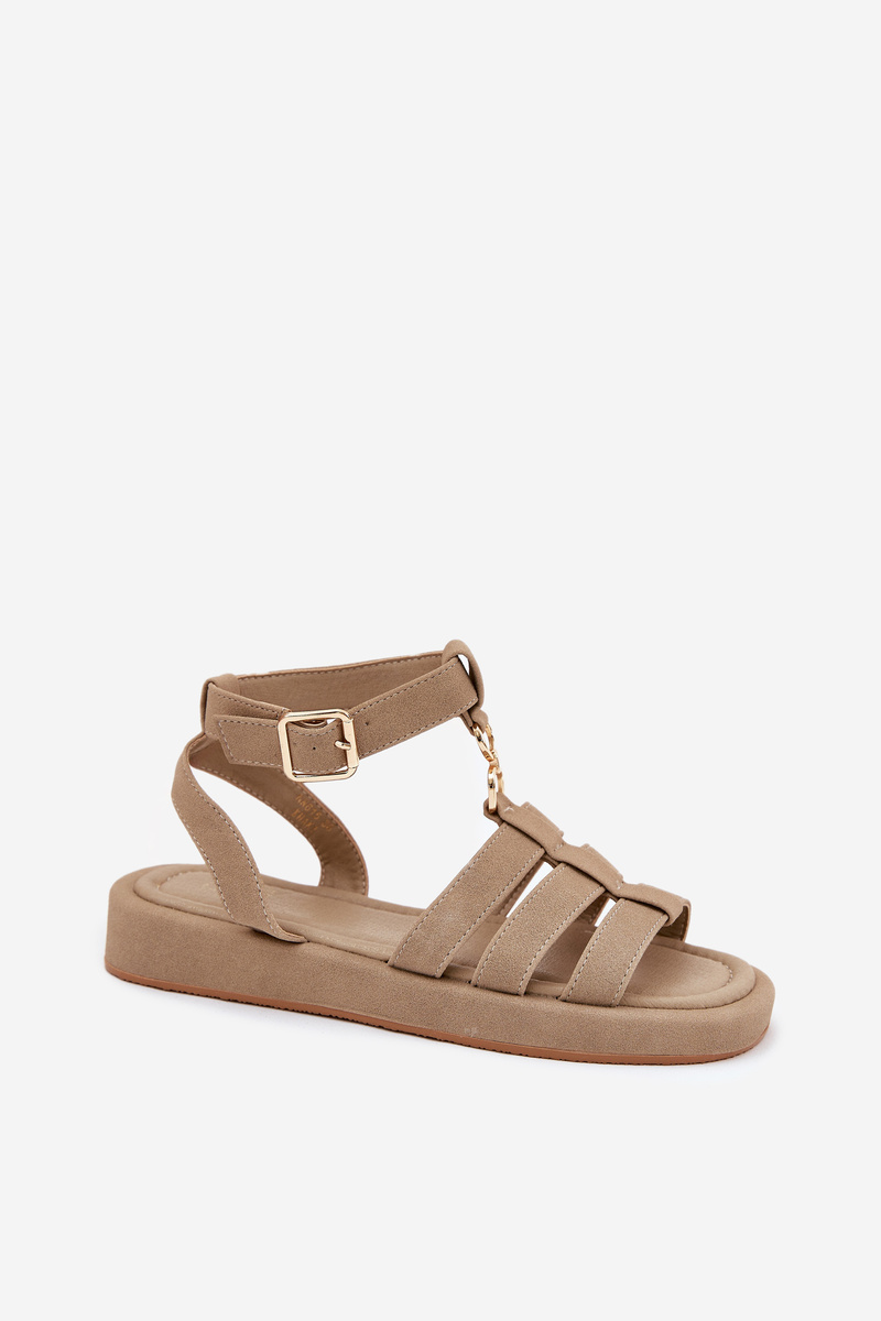 Boto Dámske Sandále Na Platforme So Zlatým Detailom Khaki Kartia