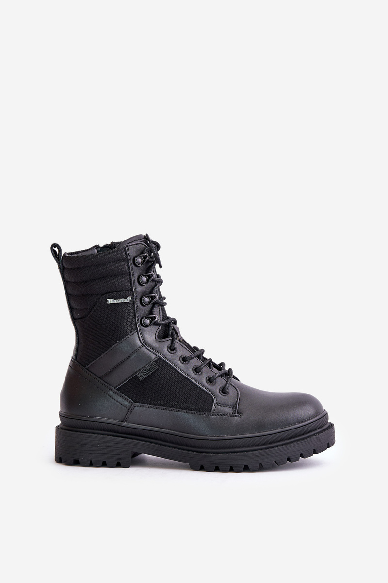 Leather Trapper Ankle Boots Mens Insulated Big Star Black