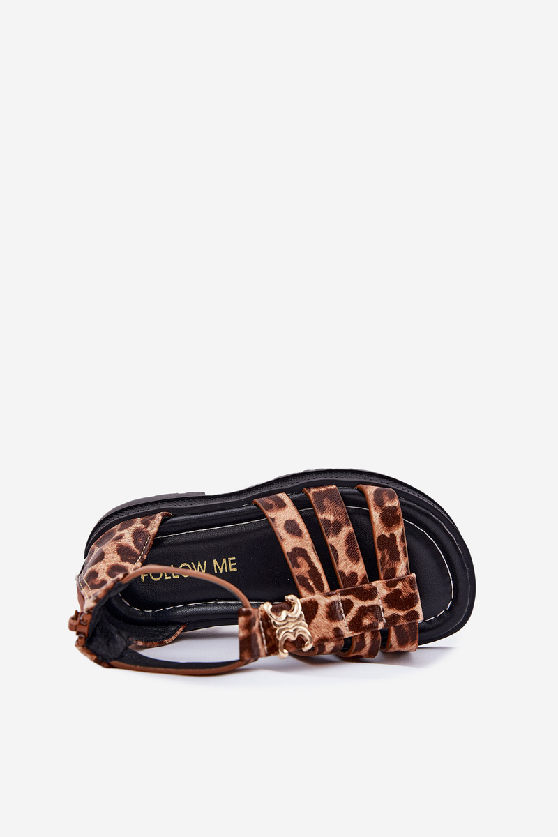 Boto Dievčenské Gladiátorské Sandále So Zlatým Detailom Panther Print Vesira