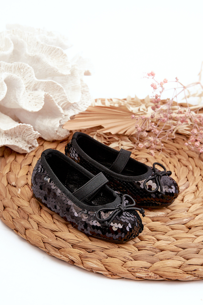 FR1 Children's Ballerina Flats Adorned With Sequins Black Weries