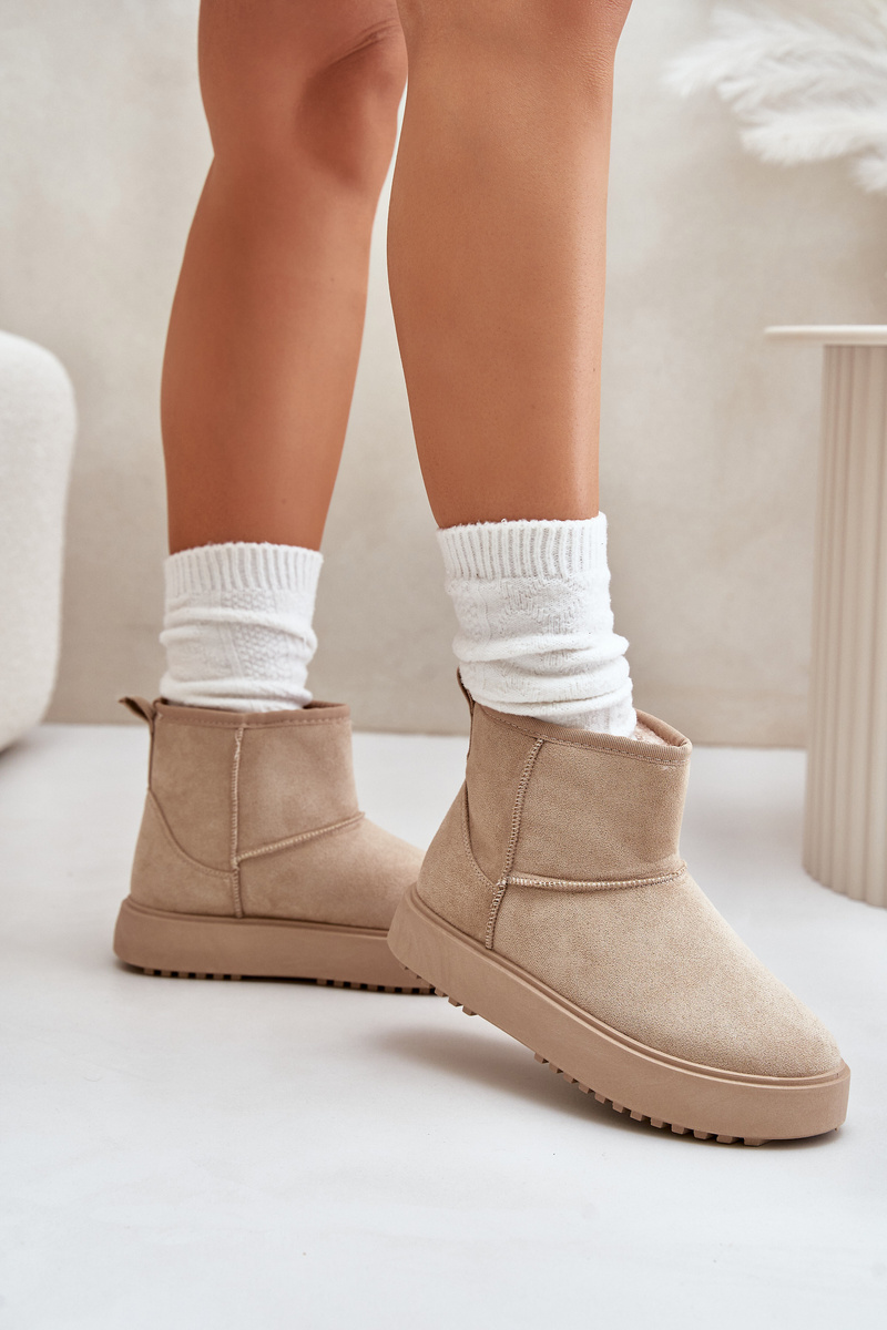Women's platform snow boots made of eco suede beige Atteria
