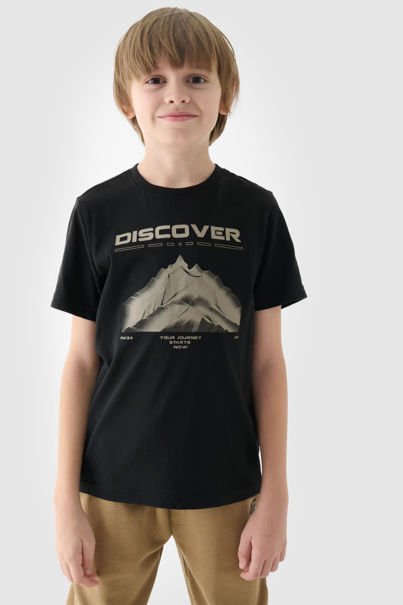 T-Shirt With Print For Boy 4F Black 4FJWAW24TTS