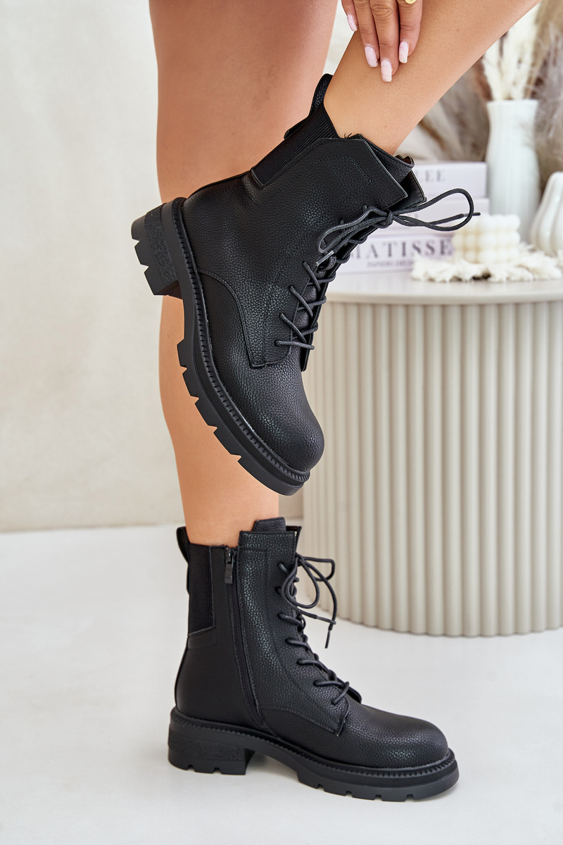 Insulated ankle boots Workery with zip black Leairae